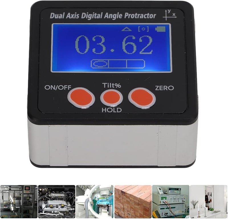 منقلة الزوايا الرقمية ثنائية المحاور مع قاعدة مغناطيسية وإضاءة خلفية، مصنوعة من سبائك الألومنيوم المتينة - Image 5