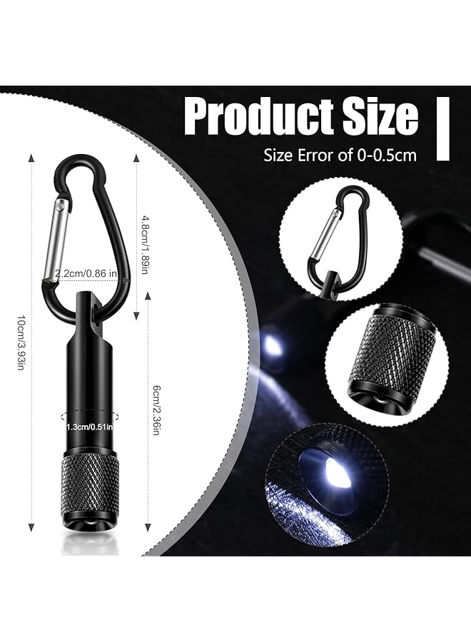 KASTWAVE 25 Pack Mini LED Keychain Flashlight Mini Keychain Flashlights Bulk with Carabiner Pocket Keychain Flashlight High Lumen EDC Handheld Flashlight for Camping Hiking Outdoor Activity (Black) - Image 3