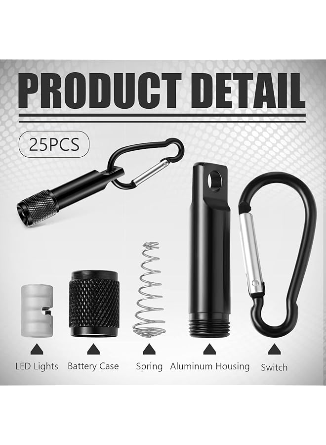 KASTWAVE 25 Pack Mini LED Keychain Flashlight Mini Keychain Flashlights Bulk with Carabiner Pocket Keychain Flashlight High Lumen EDC Handheld Flashlight for Camping Hiking Outdoor Activity (Black) - Image 4