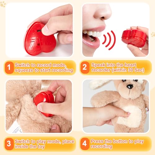 CozyWorld Heartbeat Puppy Recordable Dog Stuffed Animals 30 sec Heart Voice Recorder Plush Toy Stuffed Animal Soft Fuzzy Doll Gifts Messages Playback for Kids Birthday Childrens Day - Image 5