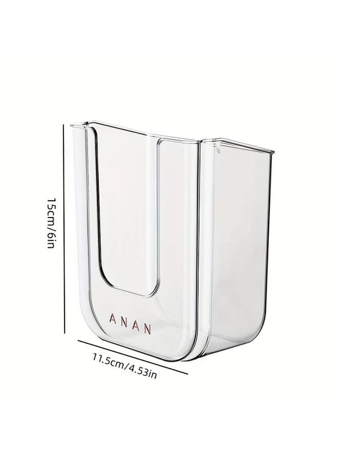 Transparent White Two Packs No Drill Adhesive Wall Mounted Bathroom Wet Tissue Storage Box - Image 1