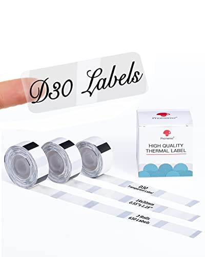 Memoking Clear D30 Label Maker Tape - Transparent D30 Label Maker Tape 14x30mm / Clear Memoking D30 Label Paper Compatible with Phomemo D30 Label Tape - 3 Rolls Clear D30 Labels (0.55x1.18,210PCS/Roll) - Image 1
