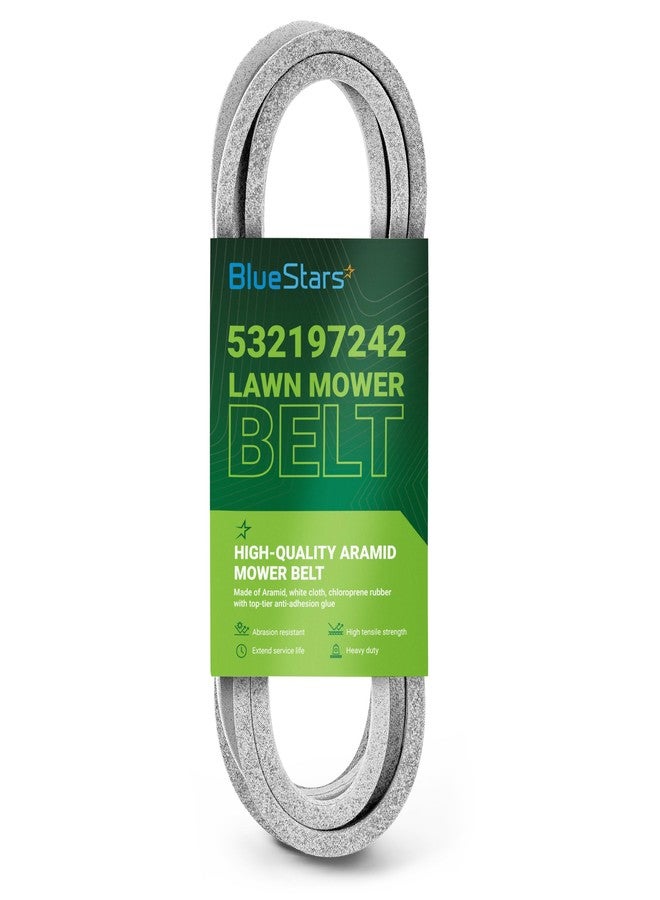 حزام سطح جزازة العشب BlueStars 532197242 - لجرارات جز العشب Husqvarna YTH24V48 و YTH24K48 و YTH2348 و YTA24V48 و Craftsman و AYP و Poulan المزودة بسطح جزازة 48 بوصة | سلك أراميد | 138.75 بوصة × 0.65 بوصة - Image 1
