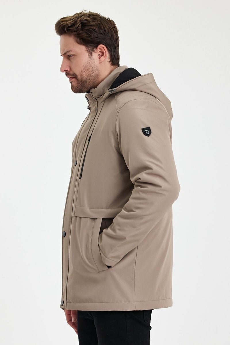 Sivaist Beige Thick Fur Lined Detachable Hooded Windproof and Waterproof Jacket&Coat  - Image 5