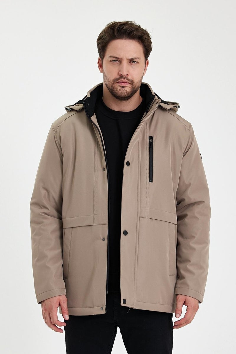 Sivaist Beige Thick Fur Lined Detachable Hooded Windproof and Waterproof Jacket&Coat  - Image 4