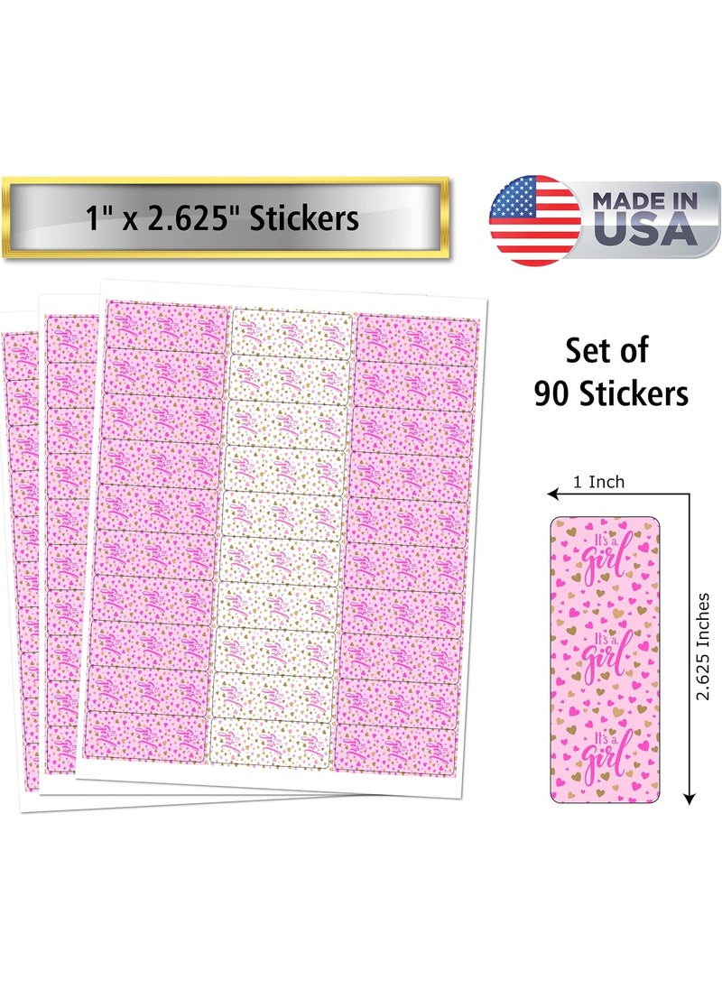 RokAPary 90 Its a Girl Baby Shower Nuggets Labels Chocolate Candy Wrapper Stickers Pink Baby Shower Great for Party Favors Decorations Theme Made in USA  - Image 4