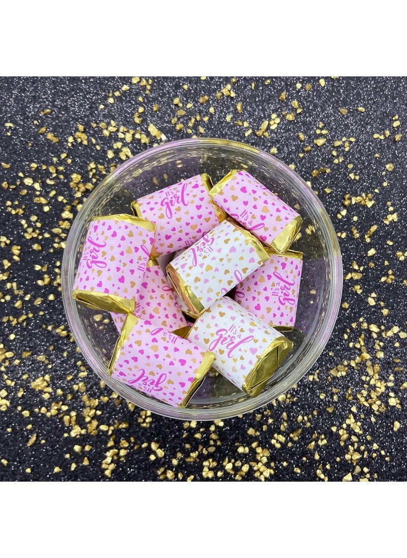 RokAPary 90 Its a Girl Baby Shower Nuggets Labels Chocolate Candy Wrapper Stickers Pink Baby Shower Great for Party Favors Decorations Theme Made in USA  - Image 2