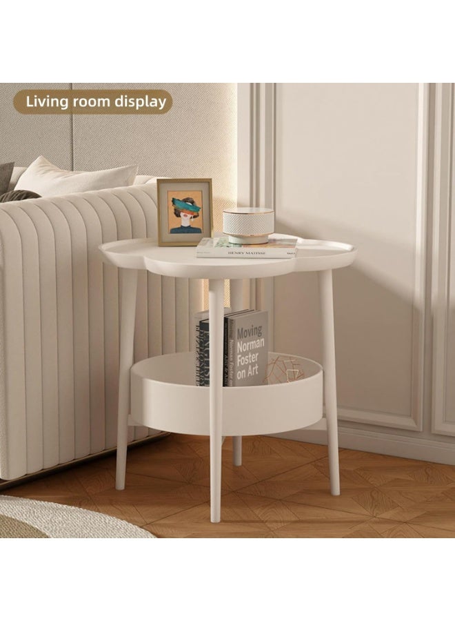 DubaiGallery Side Table Modern Small Coffee Table Corner Table Living Room Table Bedside Table Sofa Side Table Snack Laptop Table with Round Tray - Image 3