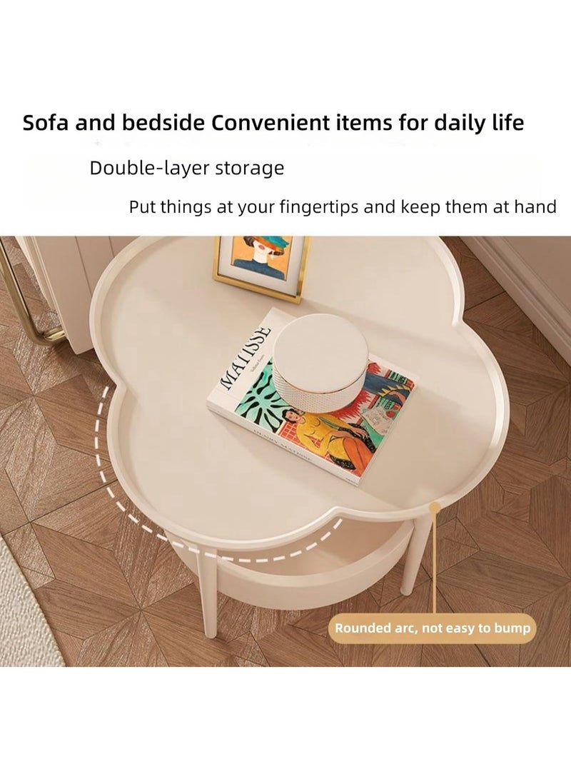 DubaiGallery Side Table Modern Small Coffee Table Corner Table Living Room Table Bedside Table Sofa Side Table Snack Laptop Table with Round Tray - Image 5