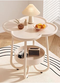 DubaiGallery Side Table Modern Small Coffee Table Corner Table Living Room Table Bedside Table Sofa Side Table Snack Laptop Table with Round Tray  - Image 1