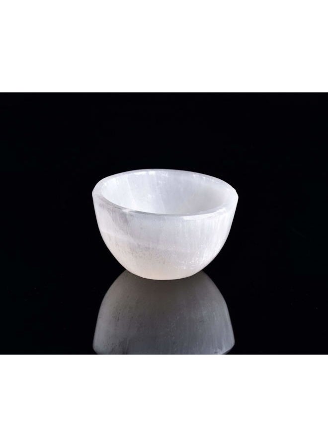 AMOYSTONE 3.3" Small Selenite Bowl Hand Carved,Moroccan Selenite Decorative Bowl Charge Crystal Dish for Healing,Storage,Housewarming Gift - Image 2