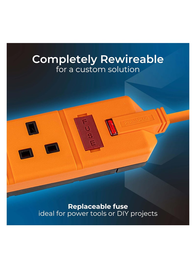 MASTERPLUG Masterplug Permaplug Four Socket Extension Lead WIth Power Indicator 5 Metres Orange  - Image 2