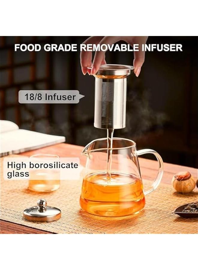 HOOKOR Glass Teapot with Infuser Tea Pot,950ml Glass Teapot Kettle with Stainless Steel Removable Infuser,Safe Blooming,Tea Kettle,for Blooming Tea & Loose Leaf Tea,Microwave & Stovetop Safe - Image 4