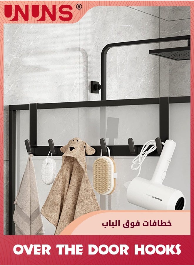 UNUNS خطافات فوق الباب، 6 خطافات لتعليق الباب، خطافات تنظيم ديكور للملابس والمعطف والقبعة والحزام والمناشف  - Image 5