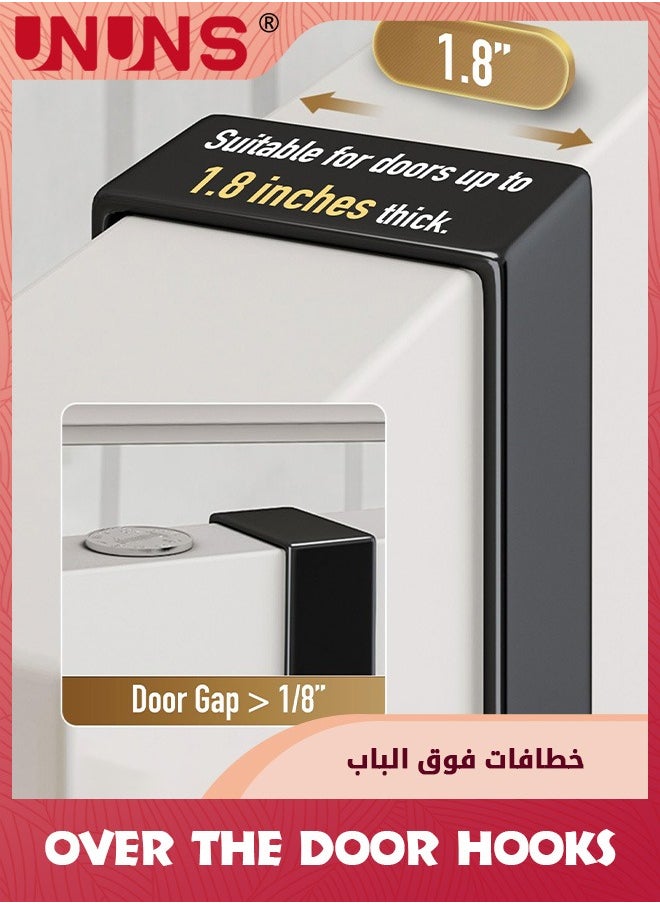 UNUNS خطافات فوق الباب، 6 خطافات لتعليق الباب، خطافات تنظيم ديكور للملابس والمعطف والقبعة والحزام والمناشف  - Image 3