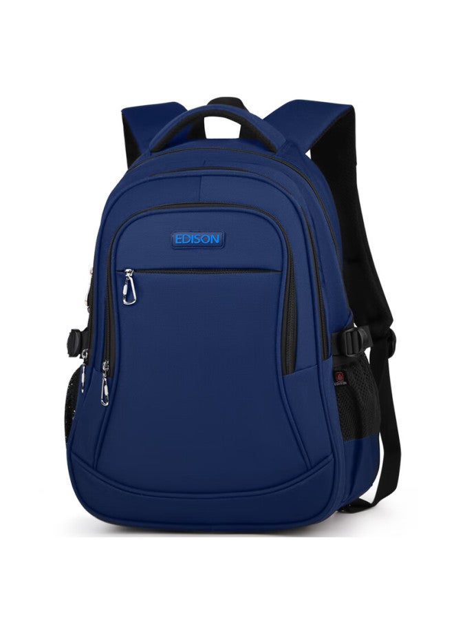 Edison Junior High School Backpack Waterproof Large Capacity Double Shoulder Bag Elementary School High Grade Burden Reduction Backpack L796-3 Dark Blue - Image 1