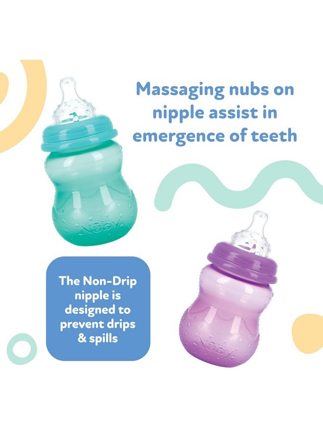 Nuby Nuby Wide Neck Non-Drip Bottle - Baby Bottles with Anti-Colic Vari-Flo Valve - (3-Pack) 8 Oz - 0+ Months - Aqua, Pink, Purple  - Image 1