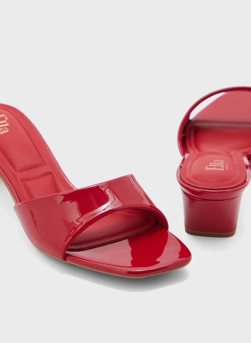 ELLA Patent Mule Heel Sandal