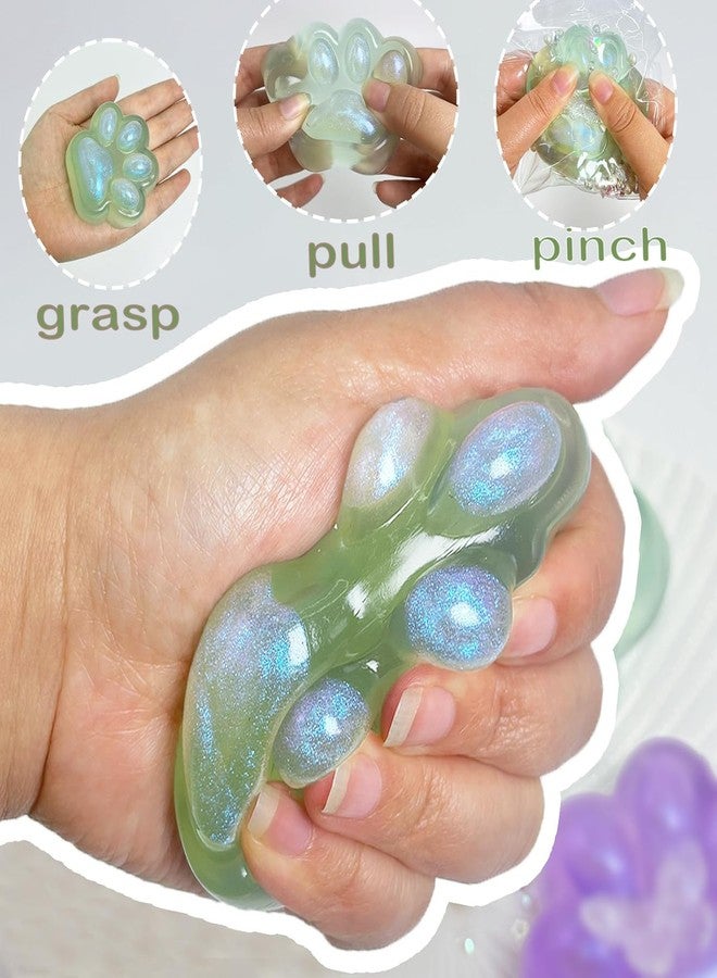 BCNJEPIN Squishy Toy, Cat Paw Squishy with Pearl Butterfly Accessories, Animals Stress Relief Taba Squishy Paw, Cute Animals Stress Relieving Fidget Toy for Adults Boys Girls Birthday Party Gifts (Green) - Image 4