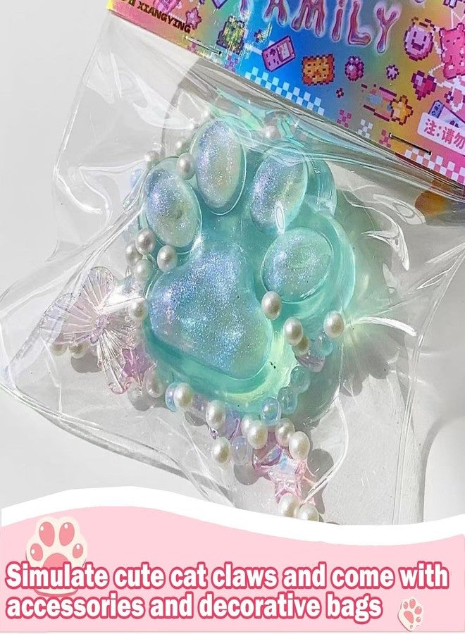 BCNJEPIN Squishy Toy, Cat Paw Squishy with Pearl Butterfly Accessories, Animals Stress Relief Taba Squishy Paw, Cute Animals Stress Relieving Fidget Toy for Adults Boys Girls Birthday Party Gifts (Green) - Image 3