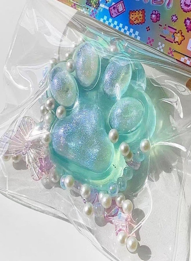 BCNJEPIN Squishy Toy, Cat Paw Squishy with Pearl Butterfly Accessories, Animals Stress Relief Taba Squishy Paw, Cute Animals Stress Relieving Fidget Toy for Adults Boys Girls Birthday Party Gifts (Green) - Image 1