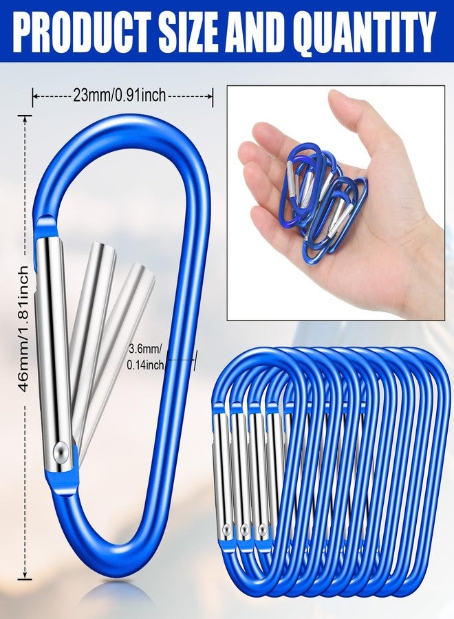 Shimeyao 180 Pcs 1.8" Small Aluminum Clip Keychain Buckle Clip Bulk Mini Aluminum D Ring Shape Small Lock Spring Snap Hook(Blue) - Image 2