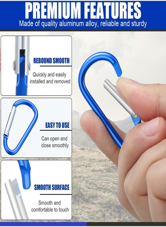 Shimeyao 180 Pcs 1.8" Small Aluminum Clip Keychain Buckle Clip Bulk Mini Aluminum D Ring Shape Small Lock Spring Snap Hook(Blue) - Image 3