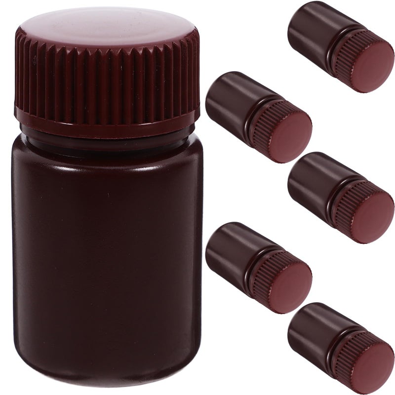 6pcs 30ml Brown Wide Mouth Reagent Bottles With Caps Acid Base Resistant Lab Sample Storage Containers - Image 2