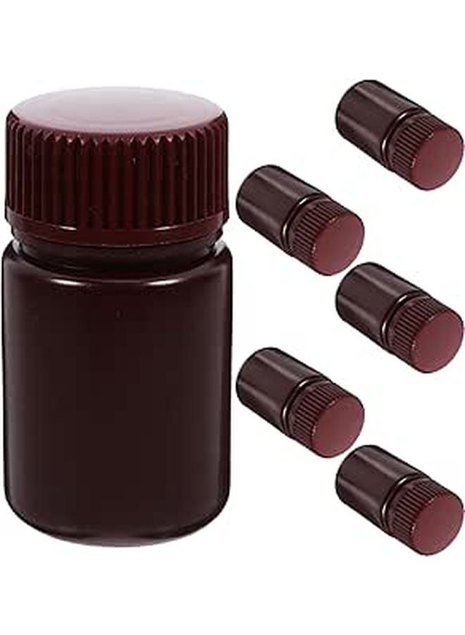6pcs 30ml Brown Wide Mouth Reagent Bottles With Caps Acid Base Resistant Lab Sample Storage Containers - Image 1