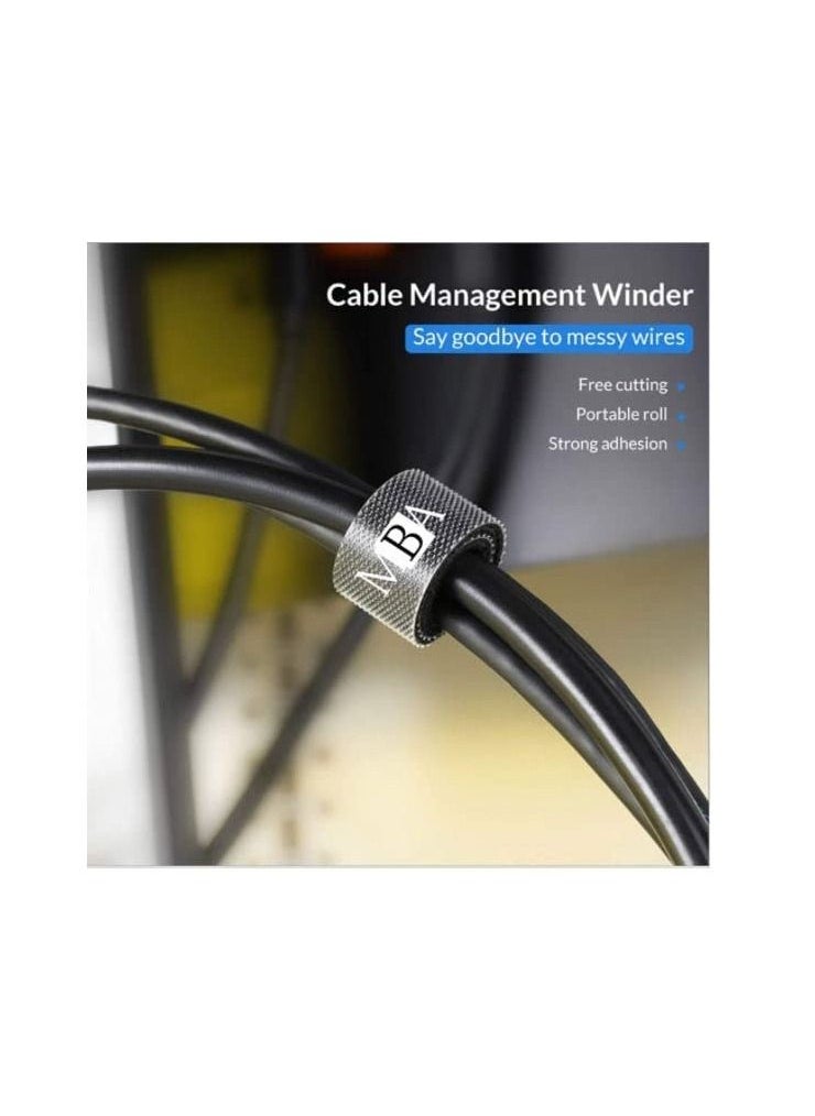 erorex - MBA Cable Management, Fastening Tape Cord Organizer Sticky Strips Hook & Loop Reusable wire ties and Flexible Wire organizer for Computer, TV, Power and Other Cables - Black 5 Meter - Image 1