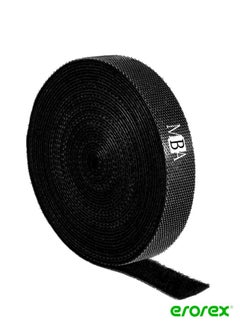 MBA Cable Management, Fastening Tape Cord Organizer Sticky Strips Hook & Loop Reusable wire ties and Flexible Wire organizer for Computer, TV, Power and Other Cables - Black 5 Meter