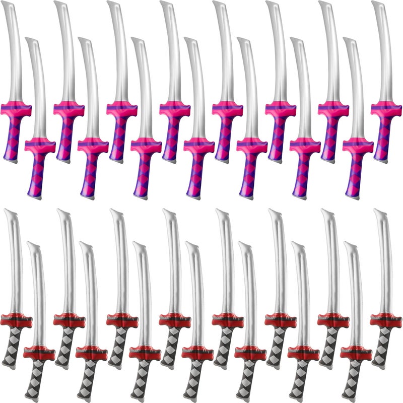 Fahacop 30 Pack 30 Inch Inflatable Ninja Sword Blow Up Samurai Swords Inflatable Katana for Summer Pool Birthday Party Favors 2 Colors - Image 3