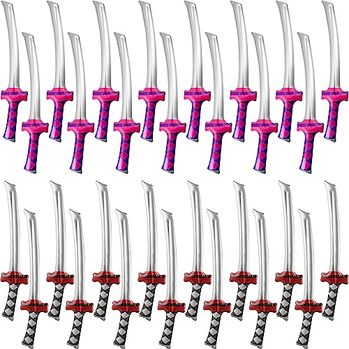 Fahacop 30 Pack 30 Inch Inflatable Ninja Sword Blow Up Samurai Swords Inflatable Katana for Summer Pool Birthday Party Favors 2 Colors - Image 1