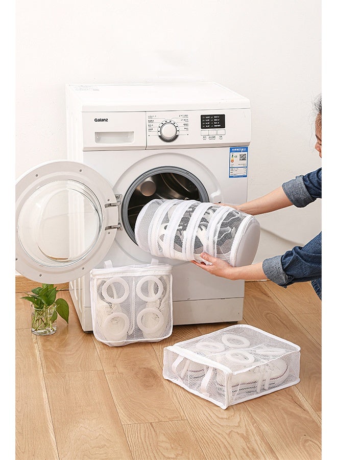 3 Pieces Laundry Bag for Shoes, Durable Reusable Zippered Shoes Washing Mesh Bags, Polyester Storage Hanging Bags, Washer and Dryer Safe, for Sneaker, Running Shoes, Footwear, Socks - Image 1