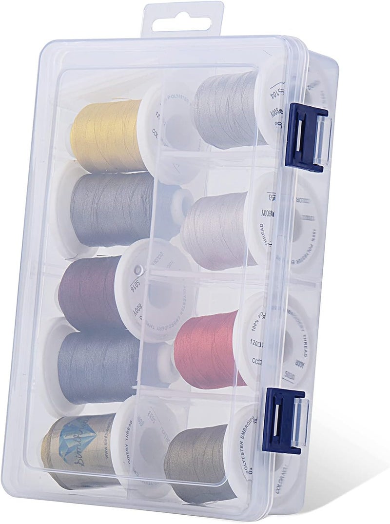 simthread Embroidery Thread with Storage Box - 12 Options - 800 Yards/Spools, 9 Neutral Colors for Embroidery and Sewing Machine - Image 2