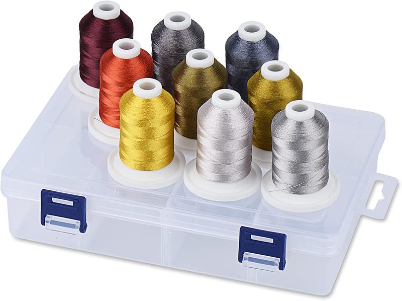 simthread Embroidery Thread with Storage Box - 12 Options - 800 Yards/Spools, 9 Neutral Colors for Embroidery and Sewing Machine - Image 1