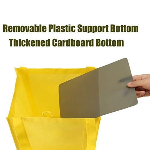 NERUB Set of 10 Reusable Grocery Bags Heavy Duty Shopping Bags Large Grocery Totes with Reinforced Bottom Super Sturdy Handles, Yellow - Image 5