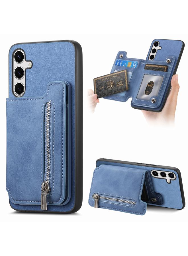 S-TOP Case For Samsung Galaxy S24 5G Retro MagSafe Zipper Wallet Card Bag Back Phone Case - Image 1