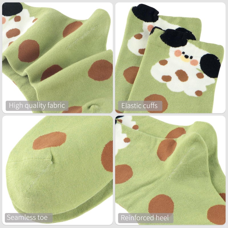 Knagsfa Cute Crew Socks for Women, 4 Pairs Casual Novelty Athletic Cute Animal Ankle Socks Cotton for Women Calf Socks - Image 4