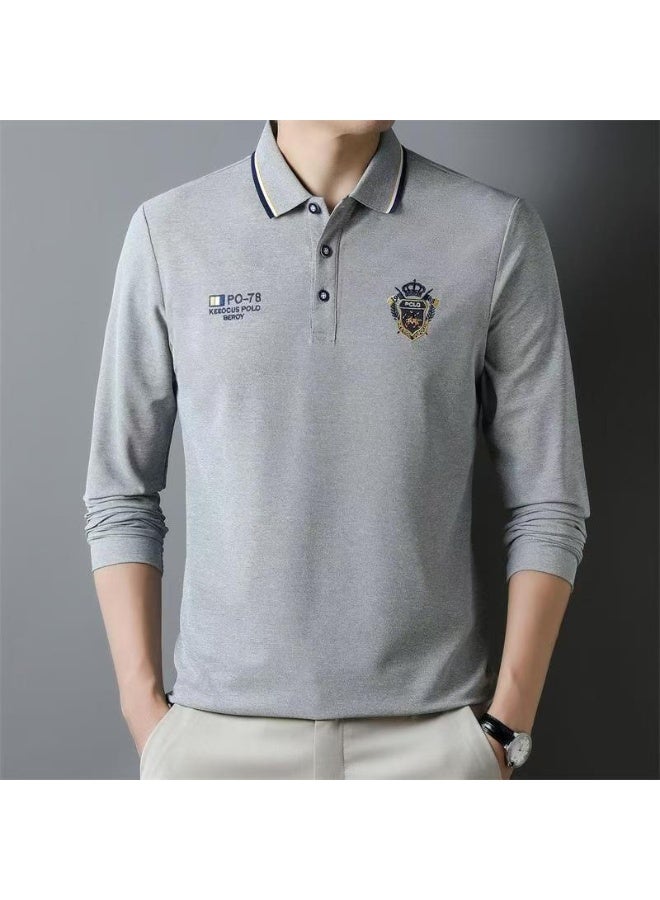 POLO Embroidered Pure Cotton Men's Polo Shirt  Autumn And Winter Long Sleeved Breathable Casual Slim Fit Top - Image 2