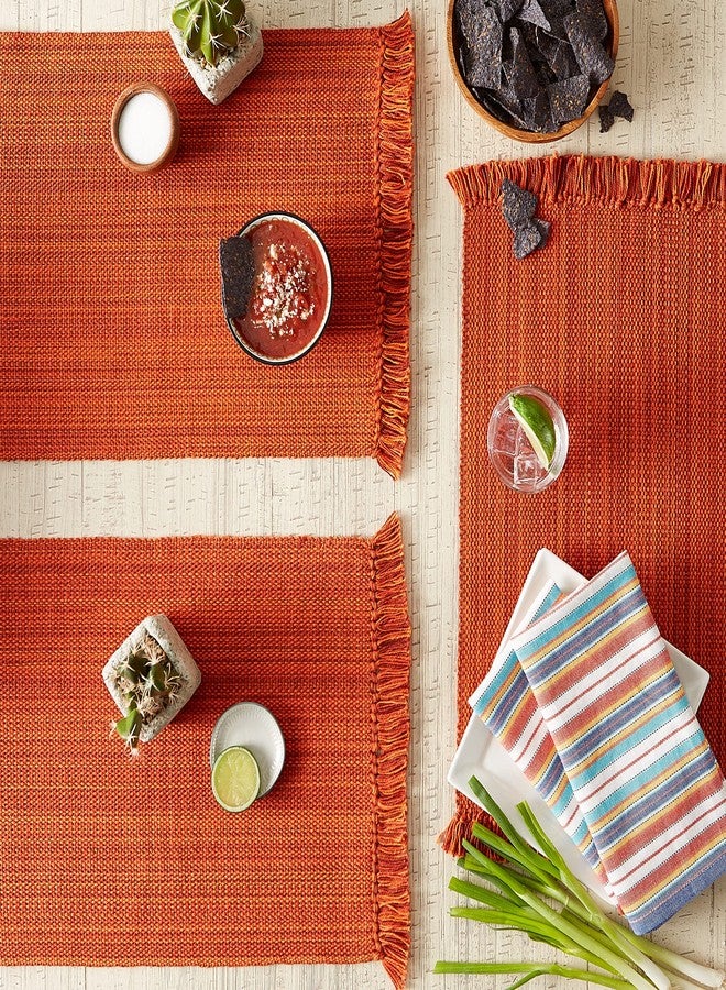 DII Variegated Tabletop Collection, Placemat Set3x19, Burnt Orange, 6 Piece - Image 4