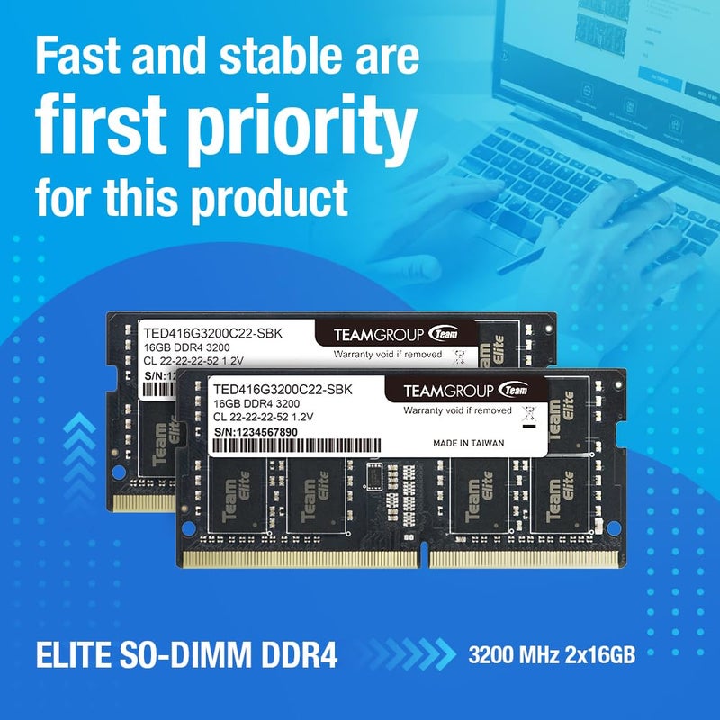 TEAMGROUP Elite DDR4 8GB Single 3200MHz PC4-25600 CL22 Unbuffered Non-ECC 1.2V SODIMM 260-Pin Laptop Notebook PC Computer Memory Module Ram Upgrade - TED48G3200C22-S01 - Image 3