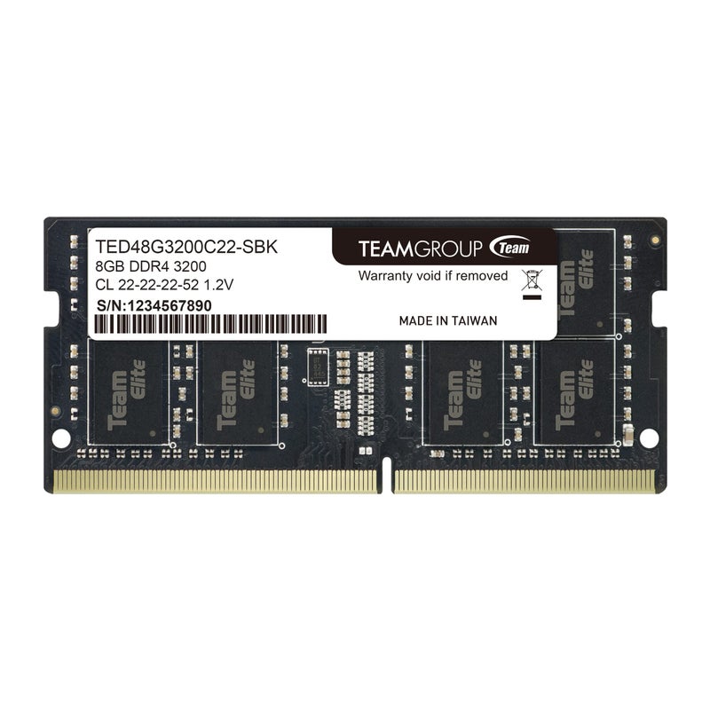 TEAMGROUP Elite DDR4 8GB Single 3200MHz PC4-25600 CL22 Unbuffered Non-ECC 1.2V SODIMM 260-Pin Laptop Notebook PC Computer Memory Module Ram Upgrade - TED48G3200C22-S01 - Image 1