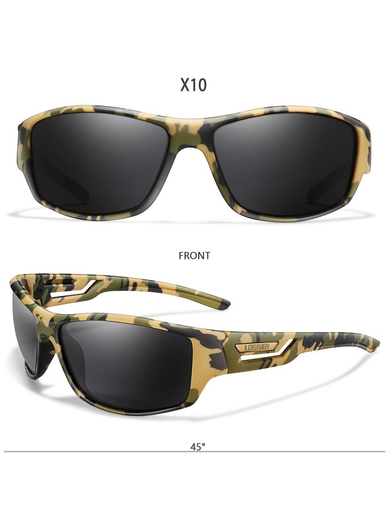 POLITE Camouflage Yellow Military Style Sunglass for Men and Women, UV400 Polarized Outdoor Sunglasses for Cycling, Fishing, Hunting, Running, Offroad Driving - Image 2