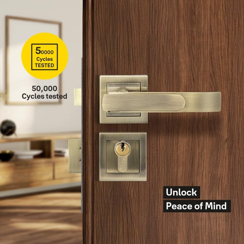 Yale YECM-603-OR-TT-AB Mortise Door Lock for Bedroom/Home/Office/Hotel Suitable for Left/Right Handed Doors | Rose & Escutcheons with Thumb Turn, 3 Keys Cylinder and Lock Body (Antique Brass) - Image 2