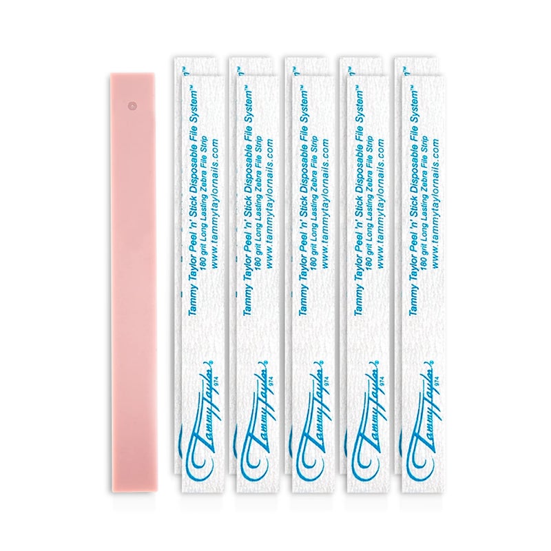 Tammy Taylor Tammy Taylor 100/180 Grit Nail Files for Natural Nails | Peel and Stick Disposable Zebra Nail File for Shaping Fingernails Toenails, Gel and Lacquer w/Professional Emery Boards for Nails | 25 Pack