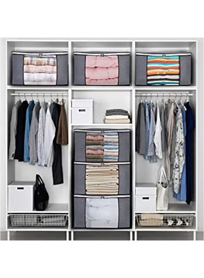 JOGAMS 5 Large Storage Bags Clothes Storage Box Foldable Closet Organizer Storage Container with Durable Handle Thick Fabric Suitable for Blankets Quilts Clothes Bedding  - Image 4