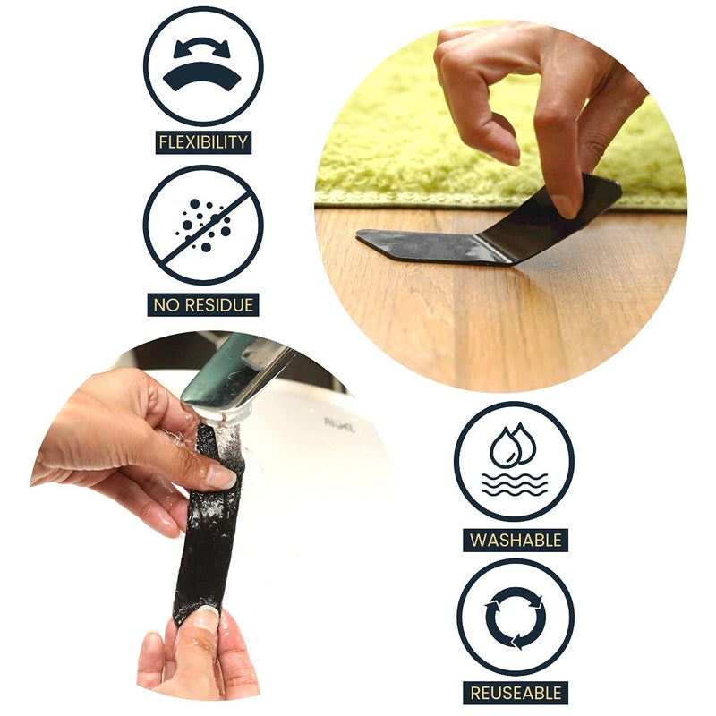 Rugistic Rug Gripper 10 Pcs - Washable & Reusable Rug Grippers for Laminate - Hardwood Floor - Suitable Carpet Grippers for Marble, Wooden Floors & for all types & sizes of Rugs - Image 5