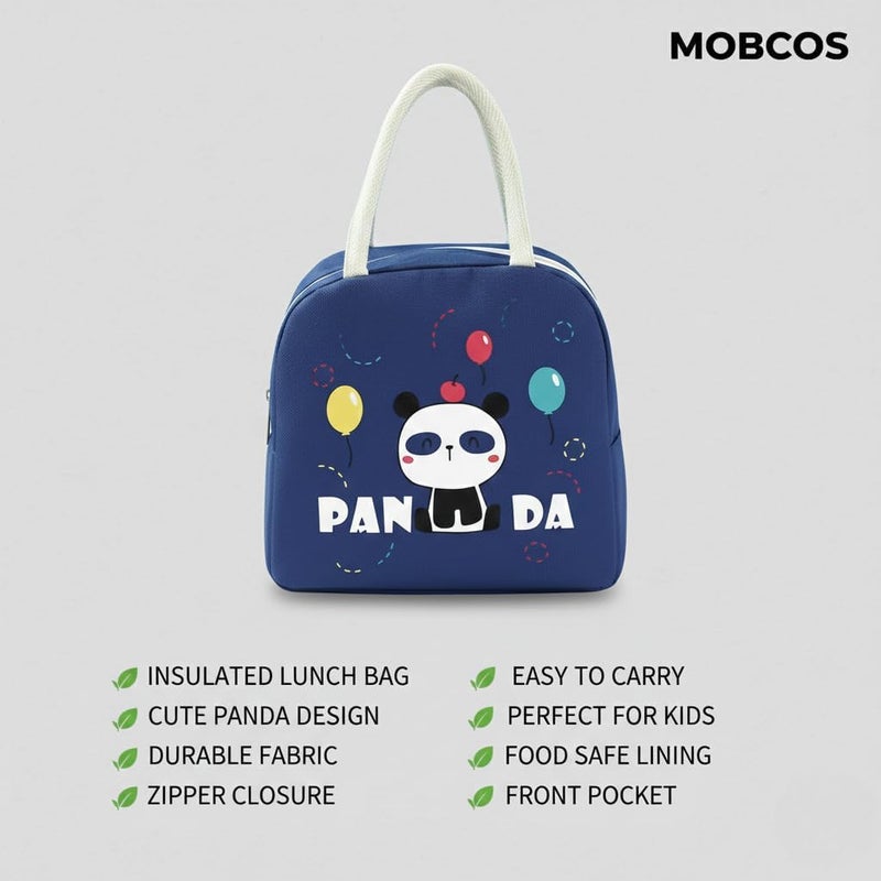 Mobcos Panda Navy Large Capacity Insulated Lunch Bag | Waterproof & Stain-Resistant Meal Tote with Advanced Temperature Retention | Durable Polyester Lunch Bag for Office & School - Image 2