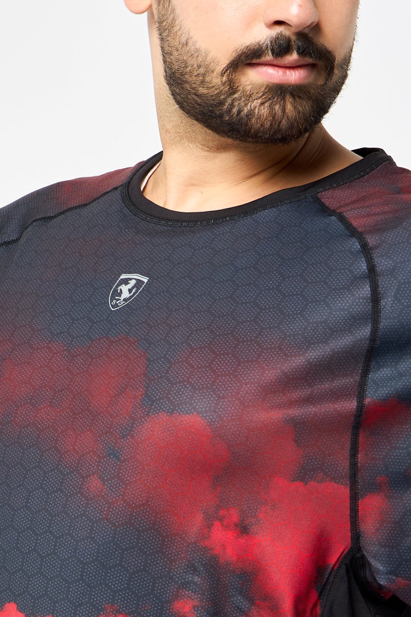 Scuderia Ferrari Men Sportswear Fit Short Sleeve Training T-Shirt, Multicolor - Image 3